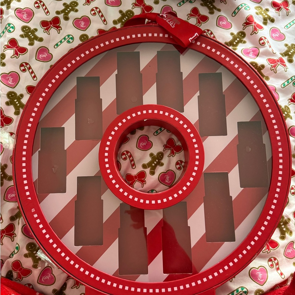 Red and White Striped Display Case